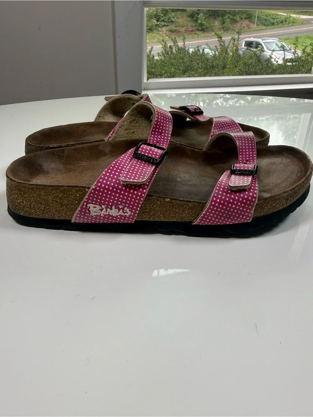 Birkies by Birkenstock Pink Polka Dot Sandals